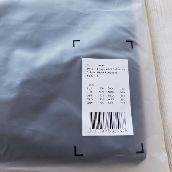 Rains Long Reflective Raincoat Jacket in Black Reflective with Hood Unisex Large - Picture 9 of 10